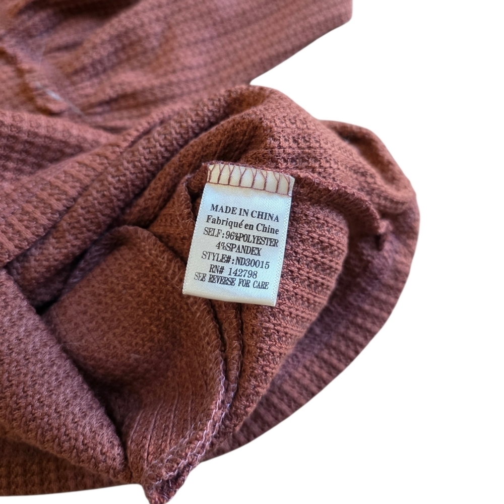 New In Rust Long Sleeve Waffle Knit Relaxed Shirt M - Picture 4 of 4